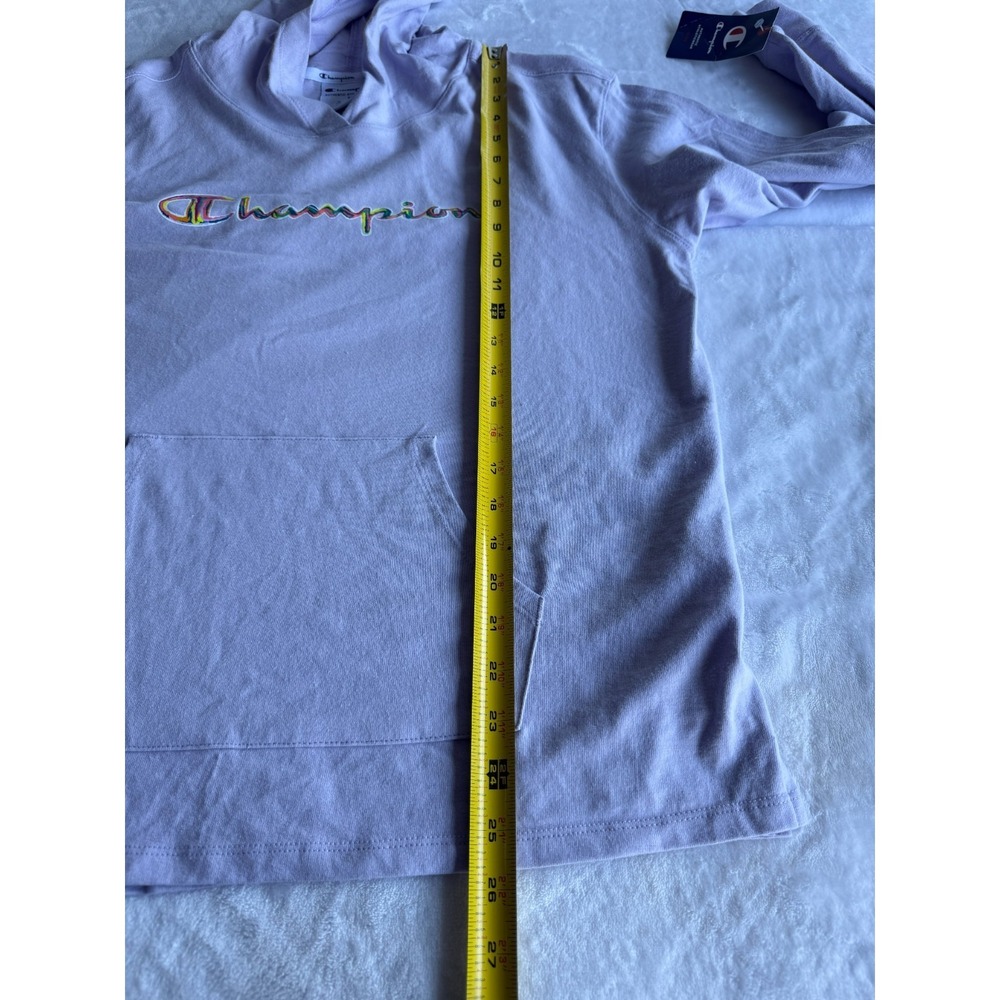 Champion Hoodie Pastel Purple Women M Rainbow Script Logo Y2K Casual Athleisure - Picture 6 of 13